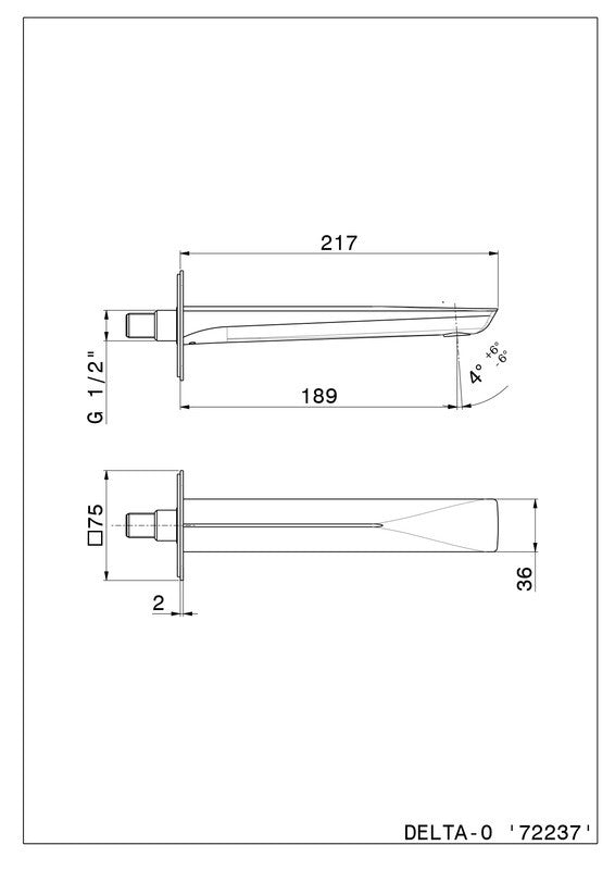 NEWFORM DELTA BOCCA EROGAZIONE A PARETE PER LAVABO L. 189 mm.