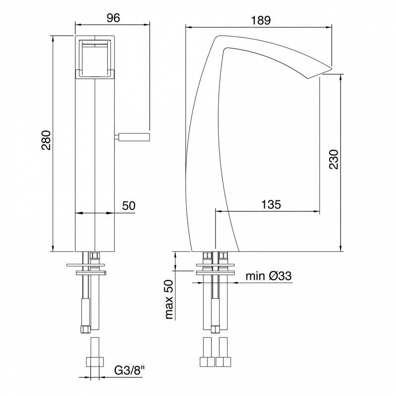 TREEMME ARCHÉ MISCELATORE MONOCOMANDO LAVABO ALTO 230