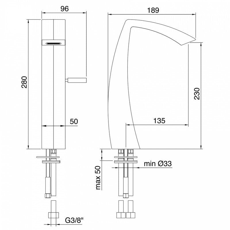 TREEMME ARCHÉ MISCELATORE MONOCOMANDO LAVABO ALTO 230