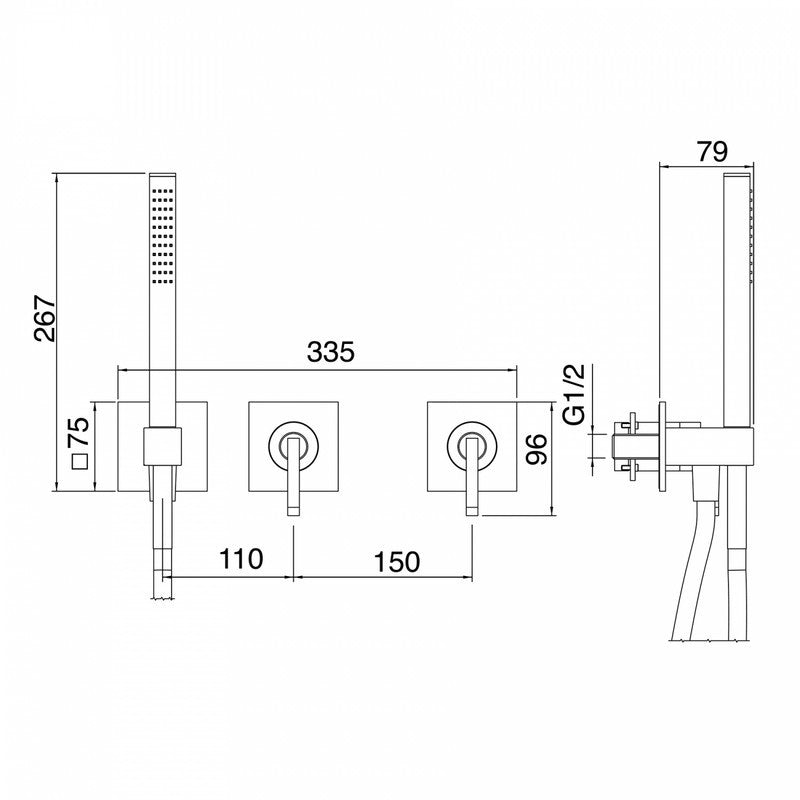 TREEMME ARCHÉ MISCELATORE MONOCOMANDO VASCA/DOCCIA A INCASSO
