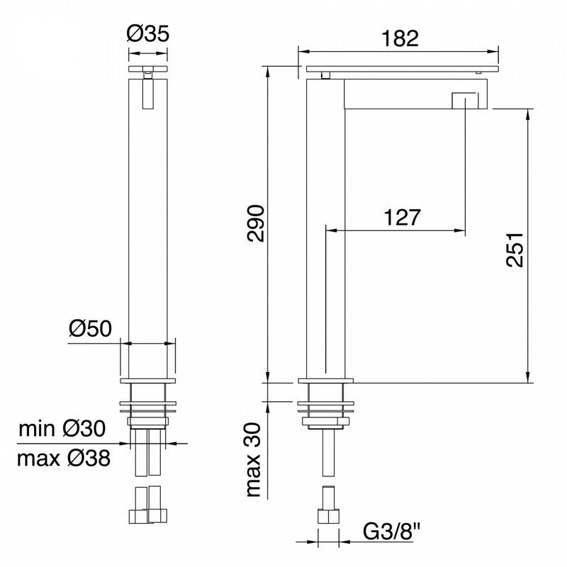 TREEMME TIME-TIME OUT MISCELATORE MONOCOMANDO LAVABO ALTO 251