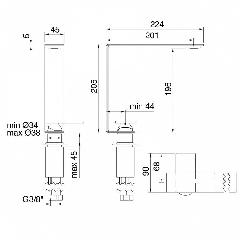 TREEMME 5MM MISCELATORE MONOCOMANDO LAVABO 196