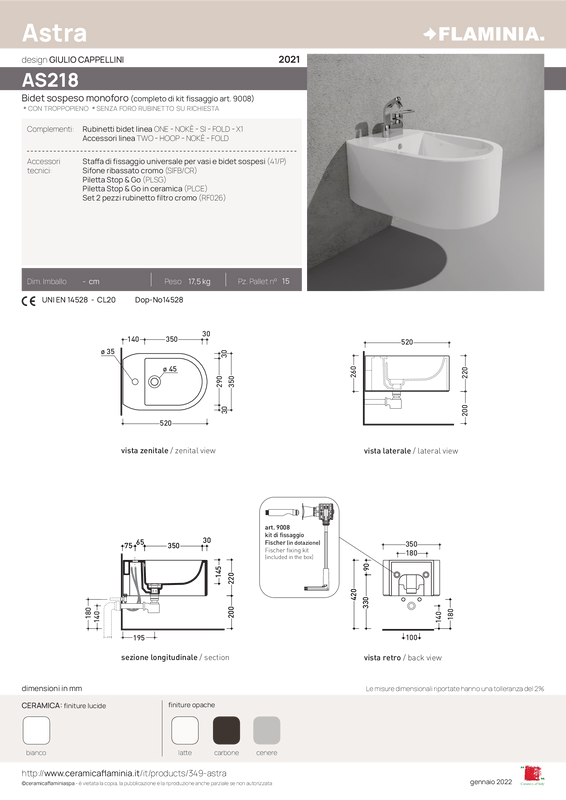 FLAMINIA ASTRA BIDET SOSPESO