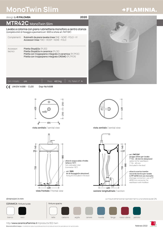 FLAMINIA MONOTWIN SLIM FREESTANDING BASIN