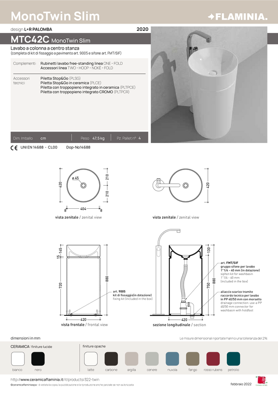 FLAMINIA MONOTWIN SLIM LAVABO FREESTANDING