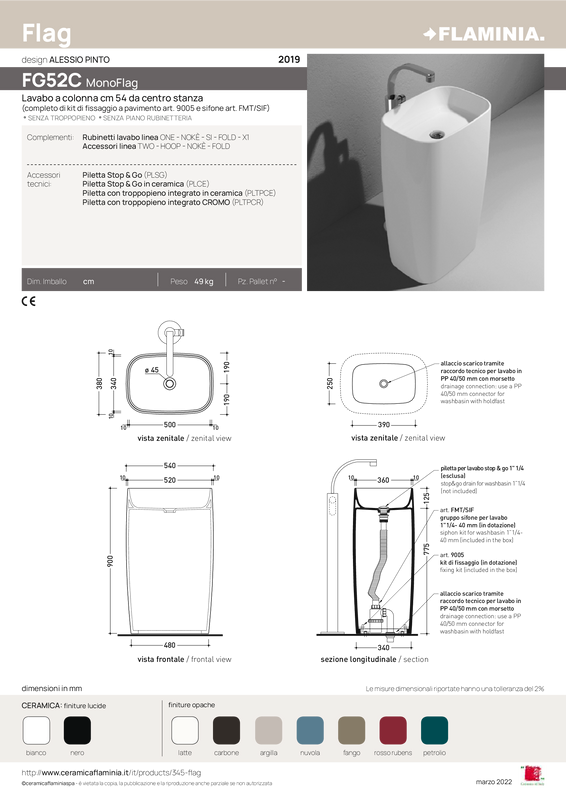 FLAMINIA MONOFLAG LAVABO FREESTANDING