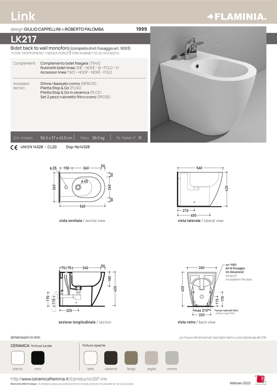 FLAMINIA LINK BIDET A PAVIMENTO