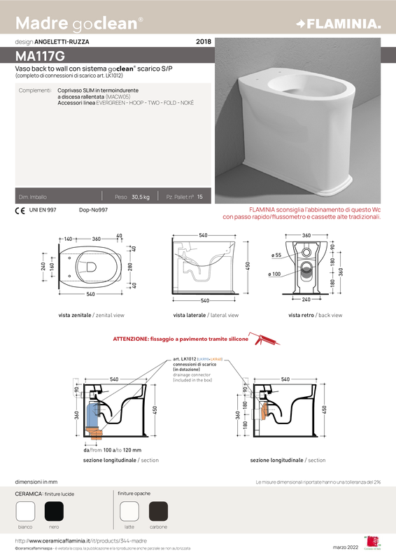 FLAMINIA MADRE WC A PAVIMENTO