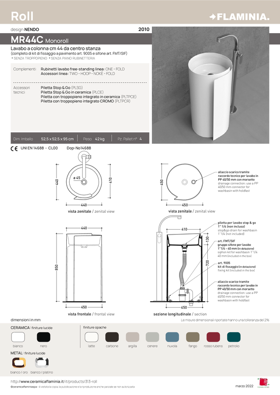 FLAMINIA MONOROLL LAVABO FREESTANDING