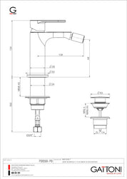 GATTONI RUBINETTERIA H2OMIX 7000 MIX BIDET MONOCOMANDO CON PILETTA