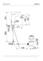 NOBILI RUBINETTERIE YOYO MIX LAVABO MONOCOMANDO CON SCARICO